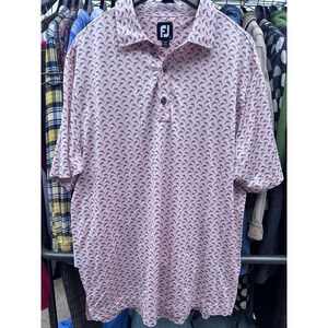 Footjoy Performance Polo Shirt Men’s L Pink Salmon All-over-print Dolphin Fish